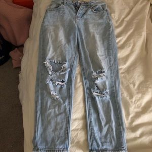 brandy light wash mom jeans